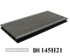 รูปร่างสง่างามและสีพลาสติกคอมโพสิต WPC พื้นไม้กลวง 145x21mm